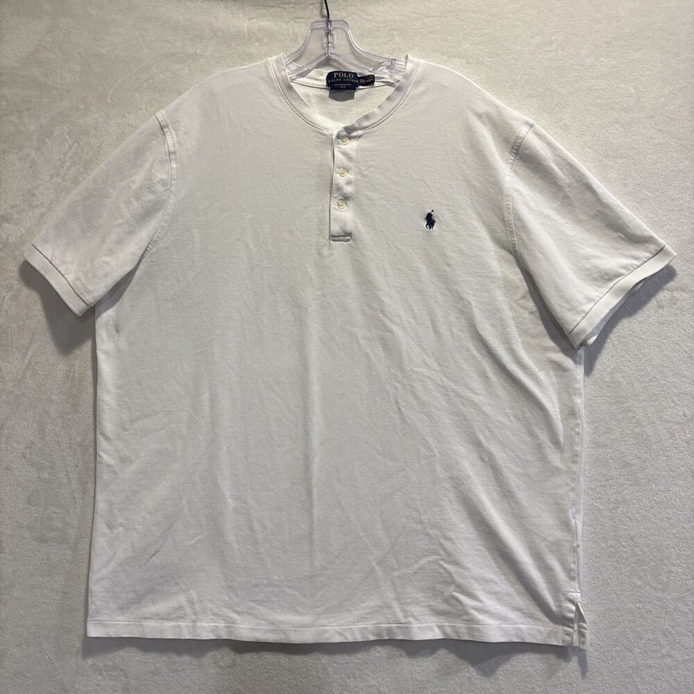 Polo Ralph Lauren Henley Shirt Men's XXL White Short Sleeve Featherweight Mesh
